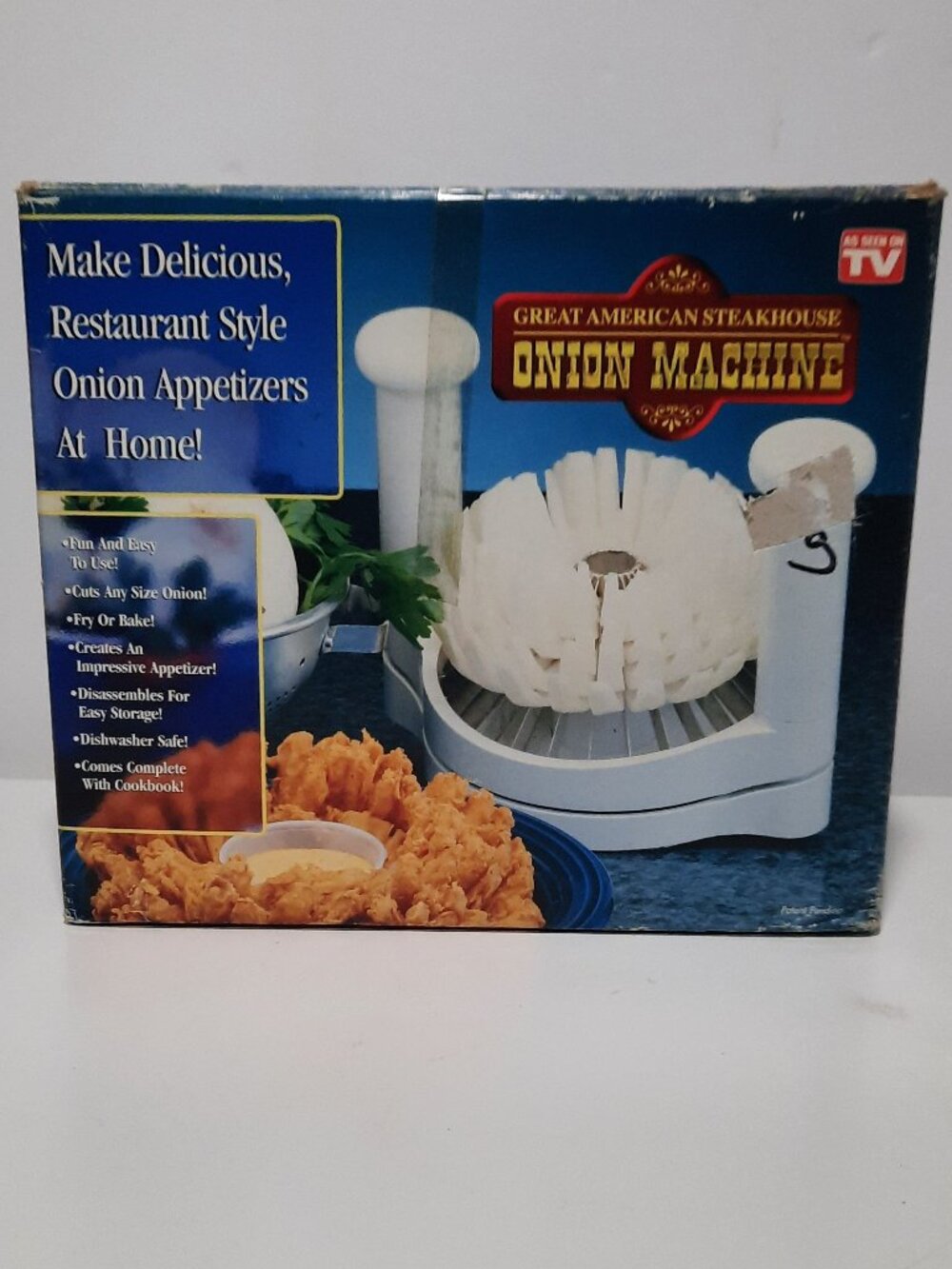 Great American Steakhouse Onion Machine Blooming Onion Cutter Telebrands Box